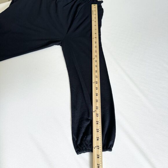 Talbots Navy Blue Long Sleeve Blouse Ruffle Neck Keyhole Back XL Classic Core - Picture 8 of 8